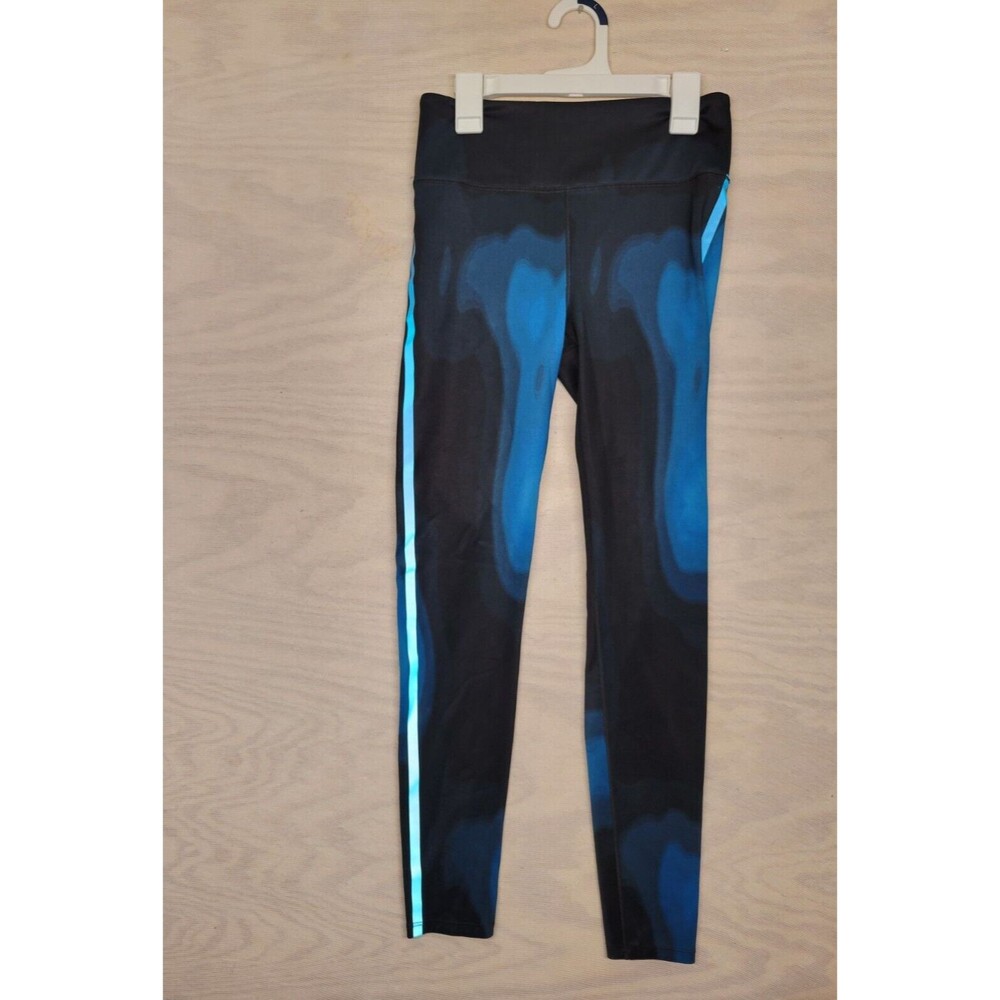 Noli Yoga Women's SZ S Leggings Reflective Strips Athletic Workout Blue Black
